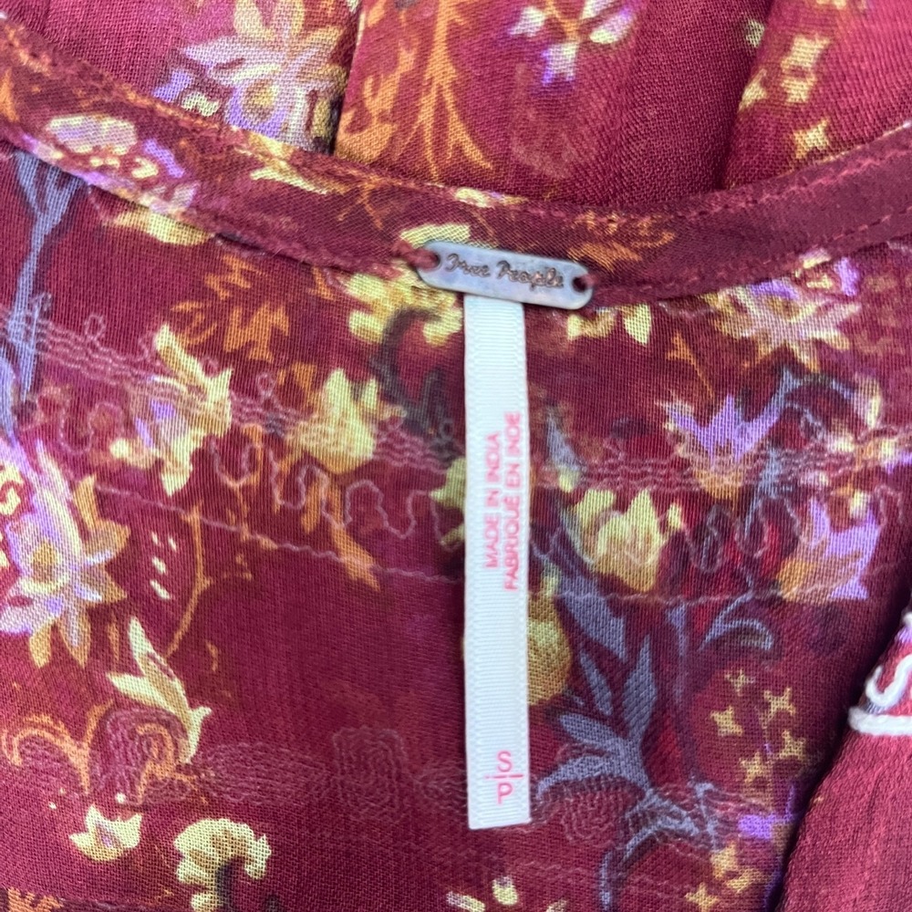Free People Call On Me Dress Maxi Dress Sz S Embroidered Merlot Festival Boho - Picture 14 of 16